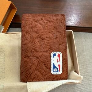 Louis Vuitton Tan Embossed Leather Card Holder with NBA Patch